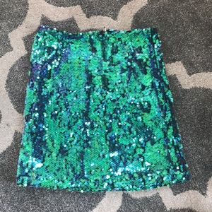 Blue/green sequin skirt